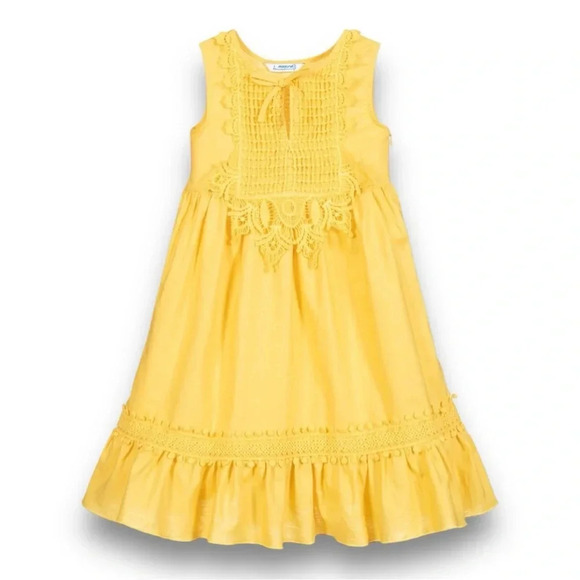 Mayoral | Yellow Cotton Crochet Dress (7) 💛 - Picture 1 of 6